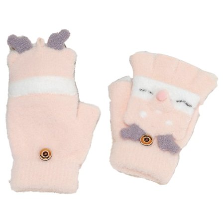 Barnens fingerlösa stickade konvertibla vantar med halva fingrar