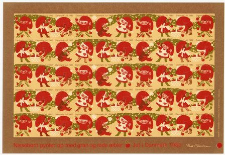 Danmark - Julemærkeark 1982 - Utakket - Ubrugt eller foldet