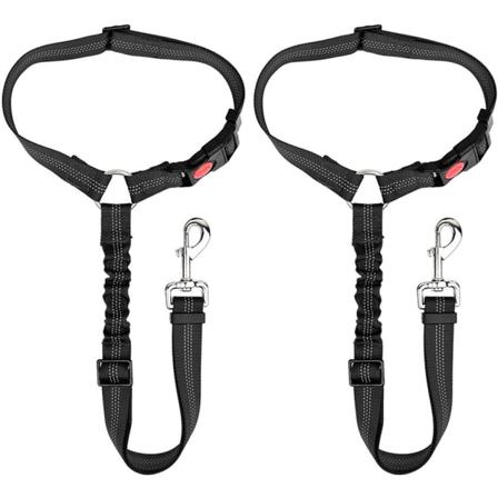 Universal Hundsäkerhetsbälte För Nackstöd För Bil - 2-pack (svart)