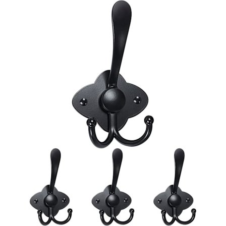 Vægklæbende krog, 4-pak, badeværelses håndklædekrog, 3 kroge, selvklæbende kroge, stærk klæbemiddel, klæbende krog, kan limes direkte eller monteres 