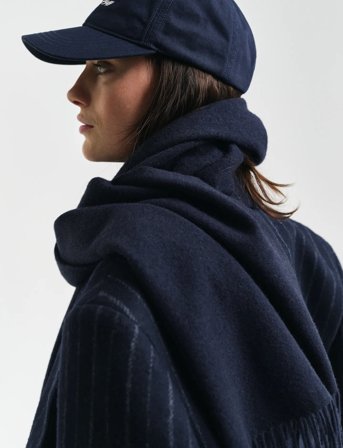 GANT Wool Woven Scarf - Navy - ONE SIZE