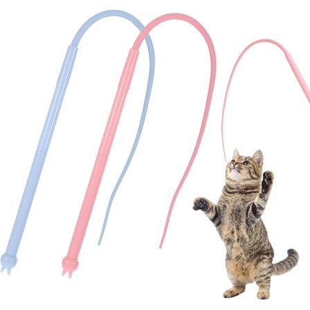 2-pak Interaktiv Drillepind til Katte - Realistisk Musehale Silikonelegetøj til Kederlige Indekatte, Blød Fleksibel Hoppende