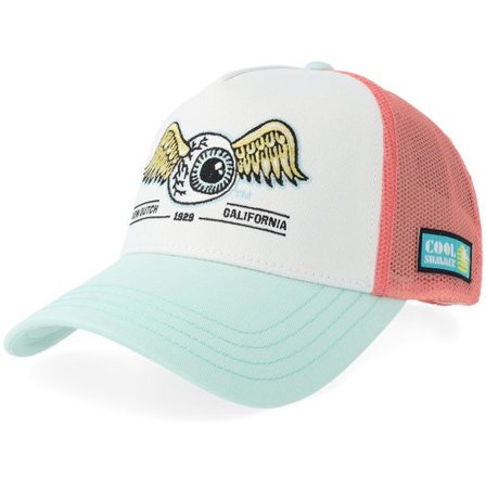 Von Dutch - Vit trucker Keps - Surf Screen Print White/Pink A-Frame Trucker @ Hatstore