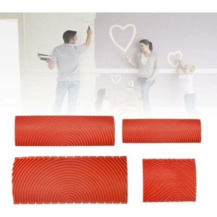 4 KPL Kumipuu Syykuviointityökalu Puun Syymaalausrulla Seinämaalausta Varten Puu Efekti Maalausrulla Seinälle, Huonekaluille, Ovelle, Ikkunakehykselle