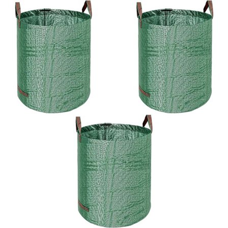 Heavy Duty Haveaffaldssække - Stor Havepose med Håndtag - Vandtætte Affaldssække - Pakke med 3 (Grøn - 400L)