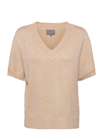 Cuannemarie Ss V-Neck Beige Culture