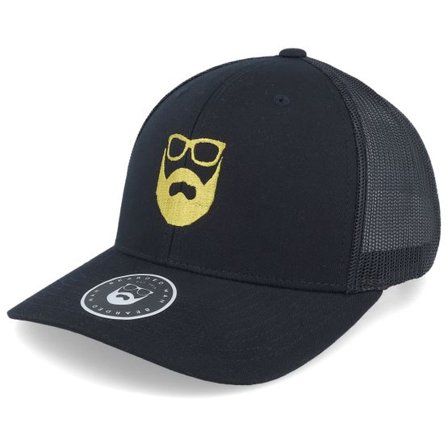 Bearded Man - Svart adjustable Keps - Logo Black/Gold Trucker @ Hatstore