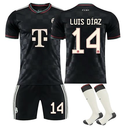 25-26 FC Bayern München Bortedrakter Sett NO.14 LUIS DIAZ Barn Voksen Fotballutstyr med Sokker