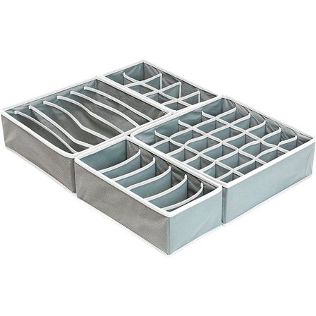 Set of 4 Drawer Organizers Underwear Bras Storage Boxes Organizer Foldable Box Closet Organizer for Socks Ties