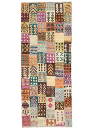 Moroccan Berber - Afghanistan Handknuten 75X188 Hallmatta Brun/Beige Afghanistan