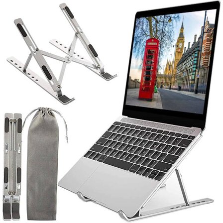 Laptopställ med justerbar höjd, kompatibelt med 10-15,6 tum (silver) silverfärgat