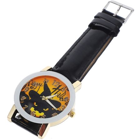 Quartz Klokke Dame Herre Quartz Klokker Halloween Fest Svart Lær Rund Form 1 stk