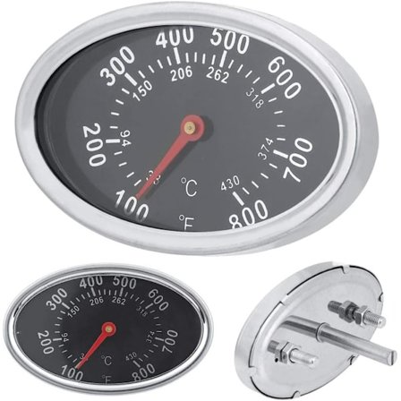 1 stk. Oval Formet BBQ Ryger Grill Termometer, Rustfrit Stål
