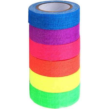 Selvlysende washi tape - Neon tape i 6 neonfarver - 5M x 1,5cm rulle