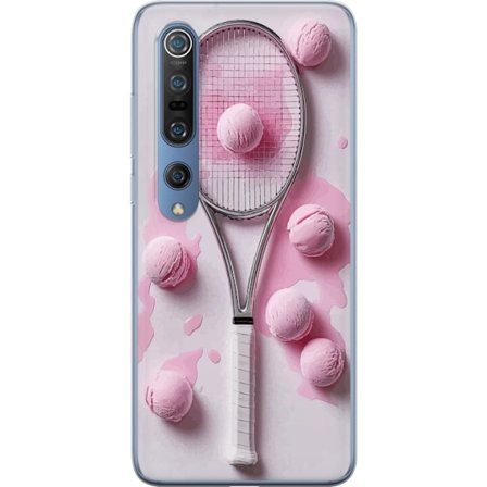 Kompatibel Mobilcover til Xiaomi Xiaomi Mi 10 Pro 5G Rosa glaskugler og tennisketsjer i et kreativt stillbillede med legende popfølelse og moderne de