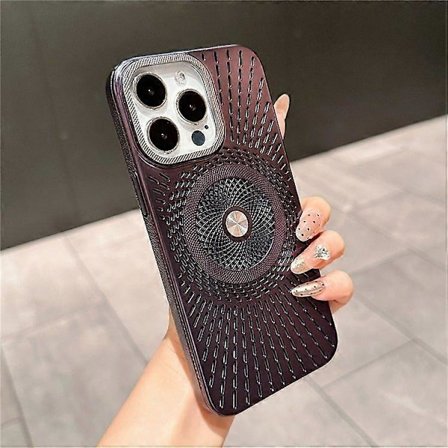 Skal för iPhone 16 Pro Max Kompatibelt med MagSafe Värmeavledning Elektroplätering PC Telefonskydd