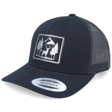 Wild Spirit - Preto trucker Boné - Mountain Deer Scenery Retro Black Trucker @ Hatstore