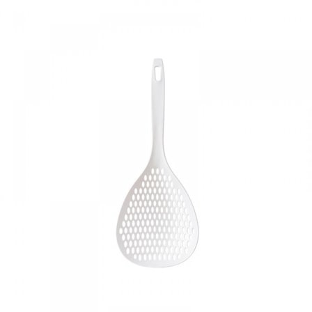 Siivilälusikkakauha, urakoinen pastalusikka, muovinen lusikkakauha kahvalla, ruoan valutuskauha keittiön ruoanlaittoon, valkoinen