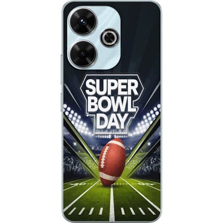 Kompatibelt Mobildeksel til Xiaomi Redmi 13 Super Bowl Day plakat med amerikansk fotball på opplyst arena i dramatisk sportsdesign