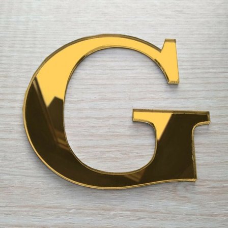 Dekorative spejl bogstaver i plexiglas. Guld bogstaver selvklæbende plast