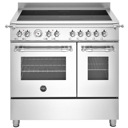 Bertazzoni HER95I2EXC Heritage induksjonskomfyr med dobbeltovn 90 cm, 5 soner, rustfritt stål