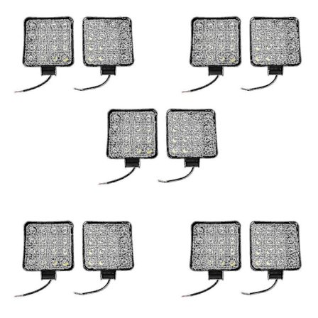 10x 48W Firkantede LED Arbejdslamper 6000K til Traktorer, Lastbiler, ATV'er, 12V/24V