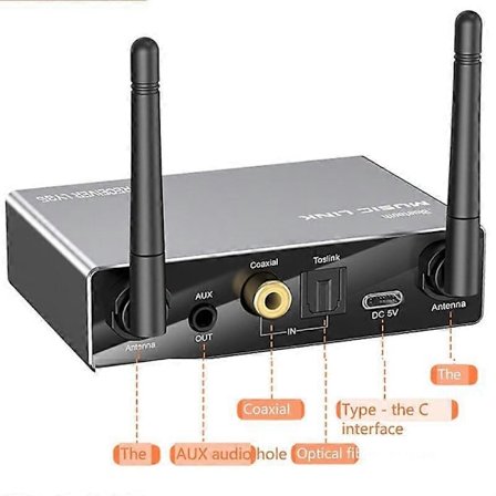 6-i-1 DAC Bluetooth 5.3 Mottaker Sender Optisk Koaksial AUX RCA USB TF Trådløs Lydadapter