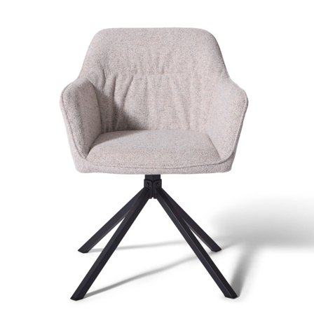 Sofie Esszimmerstuhl, Armlehnen | Drehfunktion in Beige, moderner einfarbiger Polsterstuhl mit 360 Grad Drehung, Schalenstuhl, Höhe 81cm