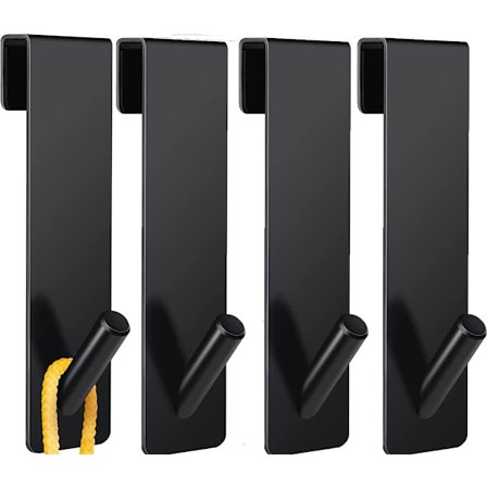 Neljän kappaleen musta suihkuseinän oven koukku, 17,8 cm korkea ruostumaton