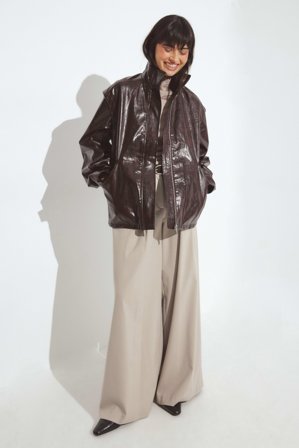 NA-KD Wide Leg High Waist Loose Pants - Stribede bukser - Brun - EU 38