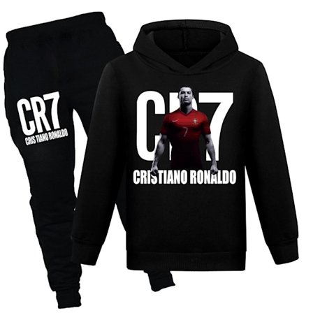 Barnens Cristiano Ronaldo Pullover Hoodie Sweatshirt och Sweatpants Set - CR7 Tracksuit 2-delat Set för Pojkar och Flickor A