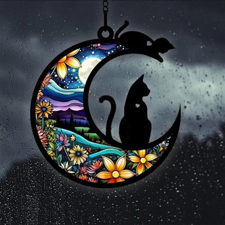 Halloween Cat Charms Kuun muotoiset kissan oven seppeleet A A