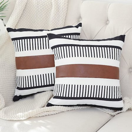 2-pack Farmhouse Kuddfodral för Soffa, Utomhus Dekorativa Faux L