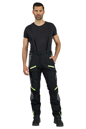 Motorradhose Ixon Midgard PT Schwarz/Grau/Hellgelb S