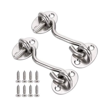 Krok och ögla spärren grå stuga uteplats dörr krok och ögla vit 2-pack rostfritt stål 75mm för dörr grind fönster garderob skjul hårdvara fångst tyst 