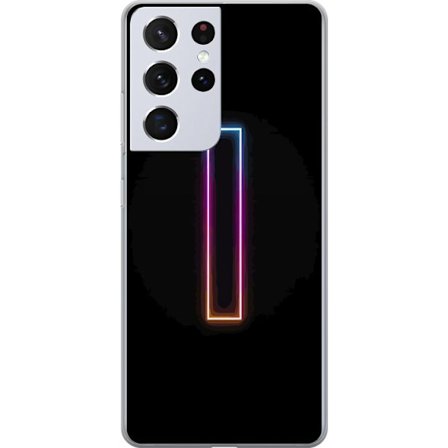 Kompatibel Mobilcover til Samsung Samsung Galaxy S21 Ultra 5G Minimalistisk neonbogstav I i regnbuefarver mod mørk baggrund