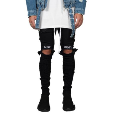 Skinny Jeans För Män Ripped Webbing Byxor Andas Komfort Slitage
