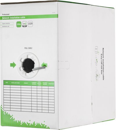 Deltaco Cat6 installasjonskabel LSZH 305m boks