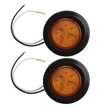 2-tommers rund LED tilhengerlys gul sidemarkeringslys klaring lampe vanntett universell for lastebil buss pickup UTE UTV