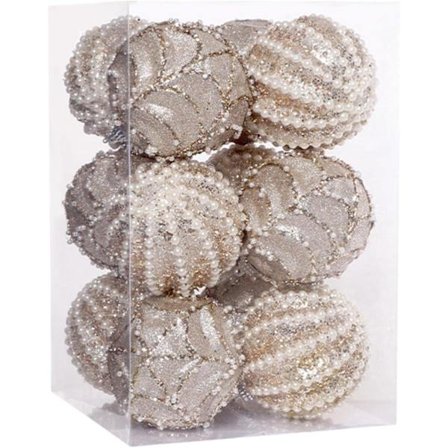 Christmas Baubles 12-pack 8 cm - Champagne-colored Christmas Decorations for Tree and Party