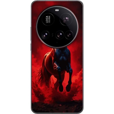 Kompatibelt Mobilskal till Xiaomi Xiaomi 15 Ultra Kraftfull svart häst i röda moln och damm, dramatisk belysning, intensiv rörelse och mystisk fant