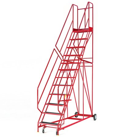 Mobile steps STEPTEK, 12 treads, H 3000 mm, anti-slip