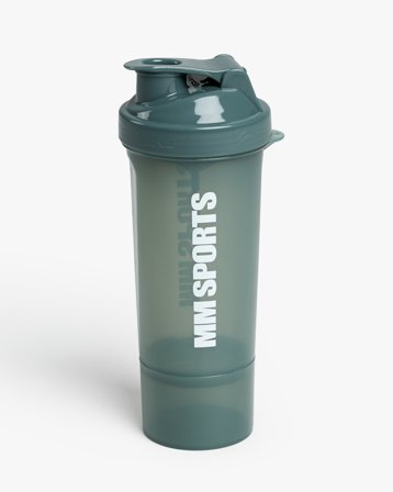 Shaker - 500 ml - Black - MM Sports SmartShake SLIM - Med behållare för pulver, Träningstillbehör