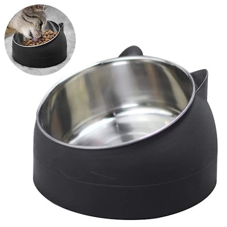 Piao rostfria kattmatskålar, lutande katt- och hundskål, avtagbar mat- och vattenskål, halkfri och spillsäker för små, medelstora och stora katter och