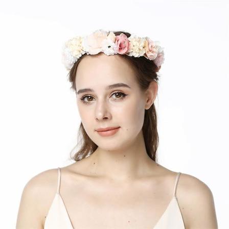 Galaxy Blommikruunut Naisille Boho Kukkakoriste Pannanausta Säädettävä Kukallinen Pääkoriste Kruunu (Beige)