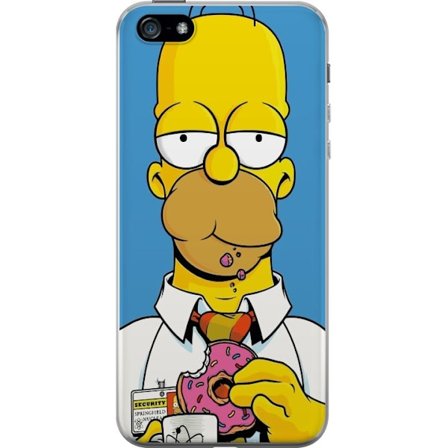 Kompatibelt Mobildeksel til Apple iPhone 5 Tegnet gul karakter med bolle og kaffekopp, humoristisk illustrasjon med ikonisk stil og leken stemning for