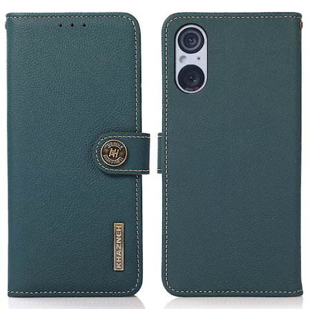 Flip case för Sony Xperia 5 V Rfid Blocking Cow Läder Stand Plånbok Cover