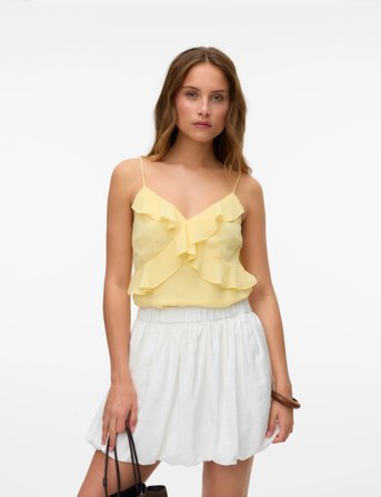 Vero Moda Vmamina Singlet Frill Top Wvn Exp - Yellow - XL