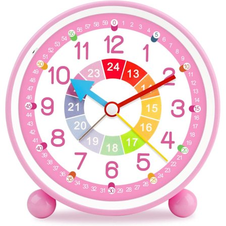 Rosa barnklocka, liten lätt resealarmklocka i kvarts