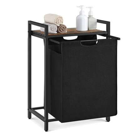 Tvättkorg med utdragbar korg - Svart/Brun